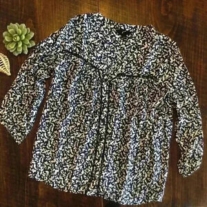 gnu | Blue & Cream Flowy Floral Blouse